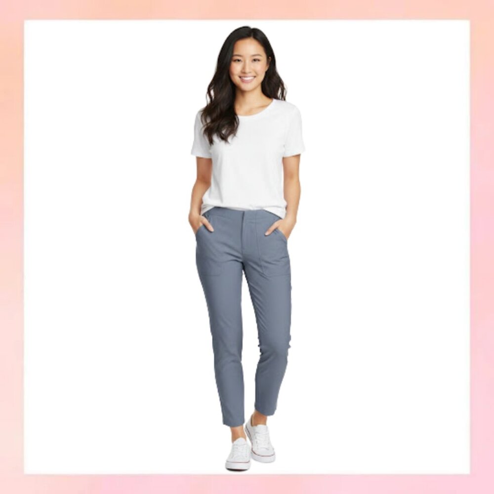 Eddie Bauer Size 14 Performance Travel Pants Gray Cargo Style NWT